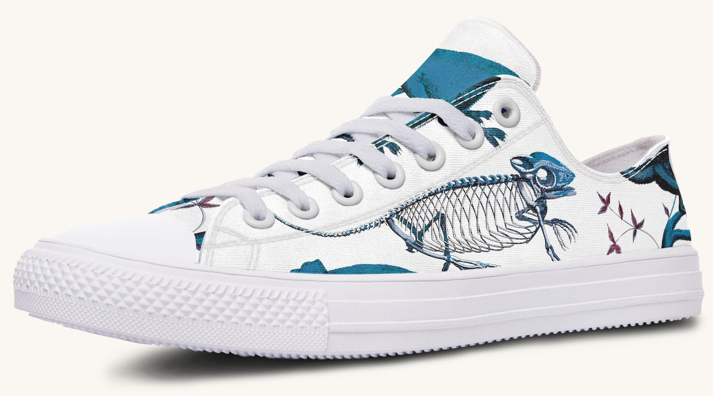 Reptilian in Bloom White Blue Lowtops - Jaded Lament