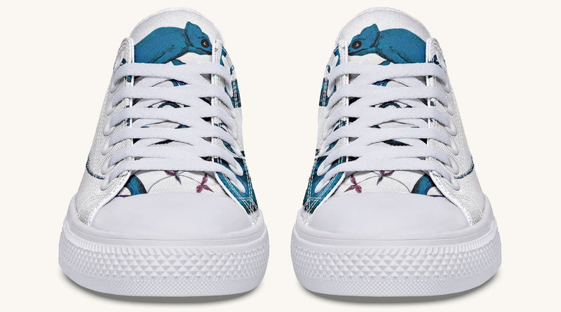 Reptilian in Bloom White Blue Lowtops - Jaded Lament