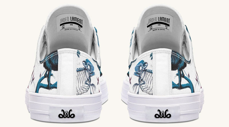 Reptilian in Bloom White Blue Lowtops - Jaded Lament