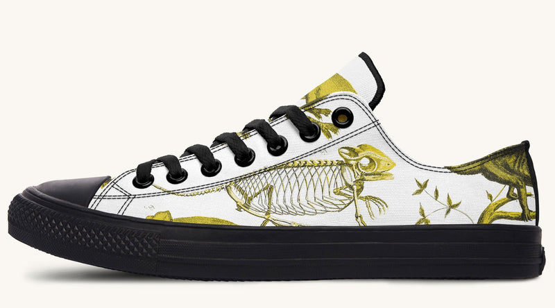 Reptilian in Bloom White Yellow Lowtops - Jaded Lament