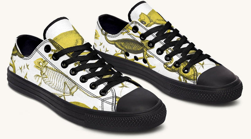 Reptilian in Bloom White Yellow Lowtops - Jaded Lament