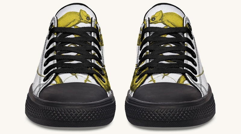 Reptilian in Bloom White Yellow Lowtops - Jaded Lament