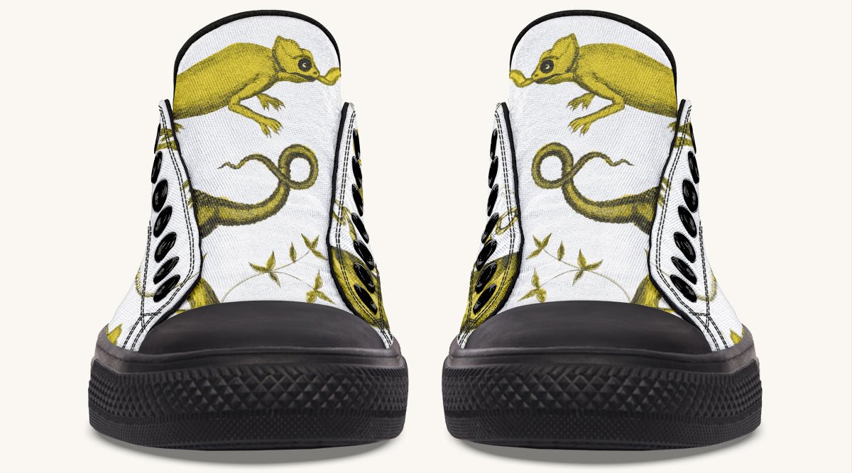 Reptilian in Bloom White Yellow Lowtops - Jaded Lament