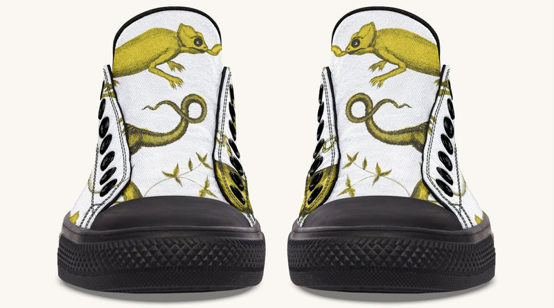 Reptilian in Bloom White Yellow Lowtops - Jaded Lament