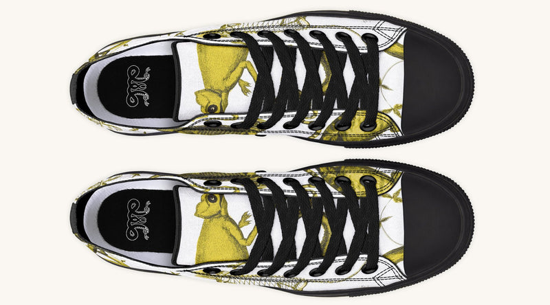 Reptilian in Bloom White Yellow Lowtops - Jaded Lament