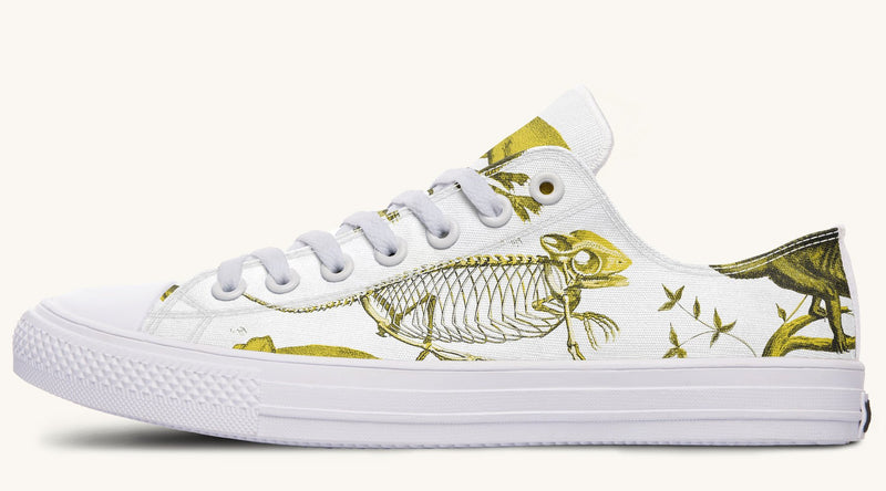 Reptilian in Bloom White Yellow Lowtops - Jaded Lament