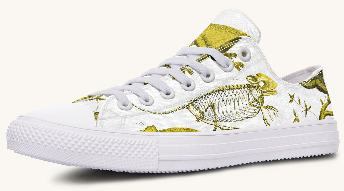 Reptilian in Bloom White Yellow Lowtops - Jaded Lament