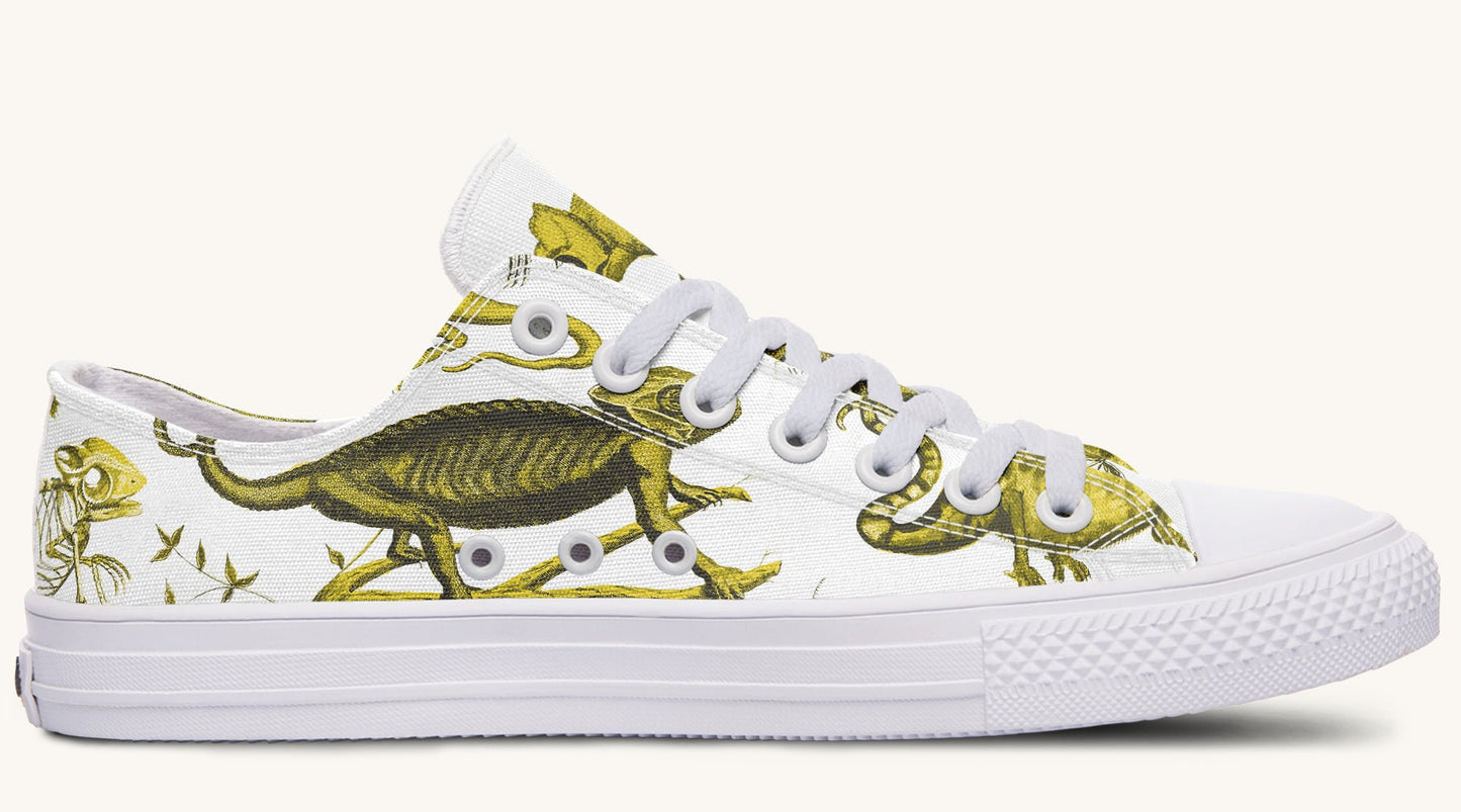 Reptilian in Bloom White Yellow Lowtops - Jaded Lament