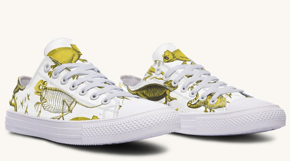 Reptilian in Bloom White Yellow Lowtops - Jaded Lament
