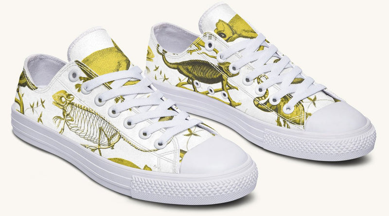 Reptilian in Bloom White Yellow Lowtops - Jaded Lament