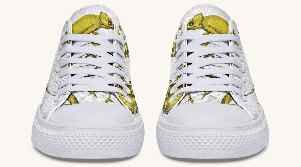 Reptilian in Bloom White Yellow Lowtops - Jaded Lament