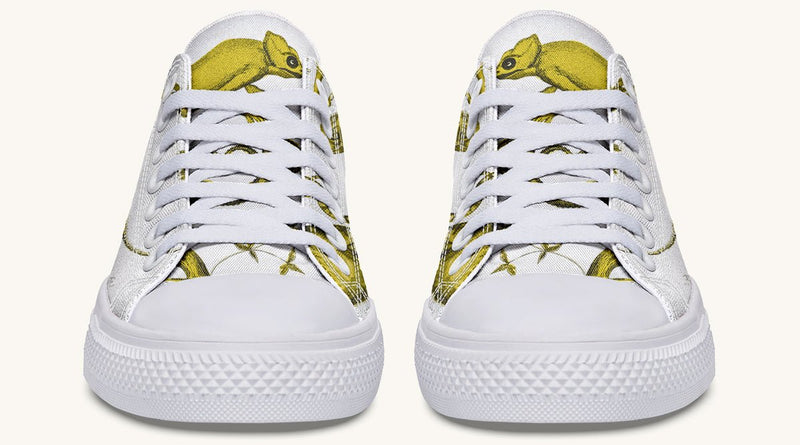 Reptilian in Bloom White Yellow Lowtops - Jaded Lament