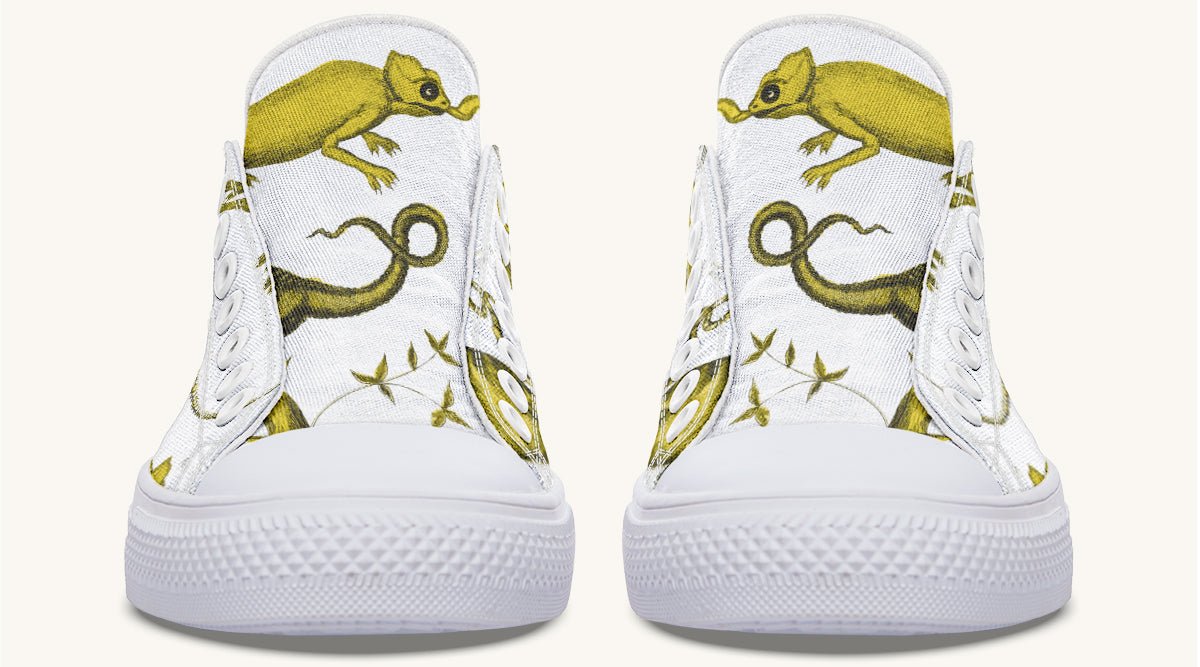 Reptilian in Bloom White Yellow Lowtops - Jaded Lament