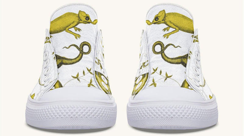 Reptilian in Bloom White Yellow Lowtops - Jaded Lament