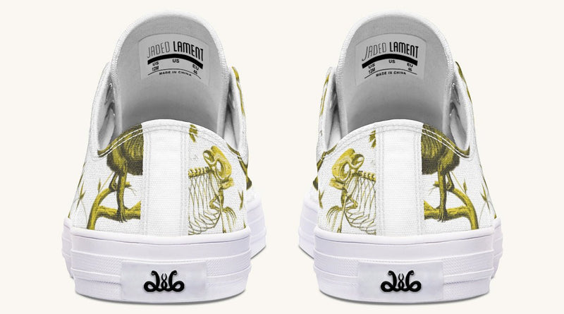 Reptilian in Bloom White Yellow Lowtops - Jaded Lament