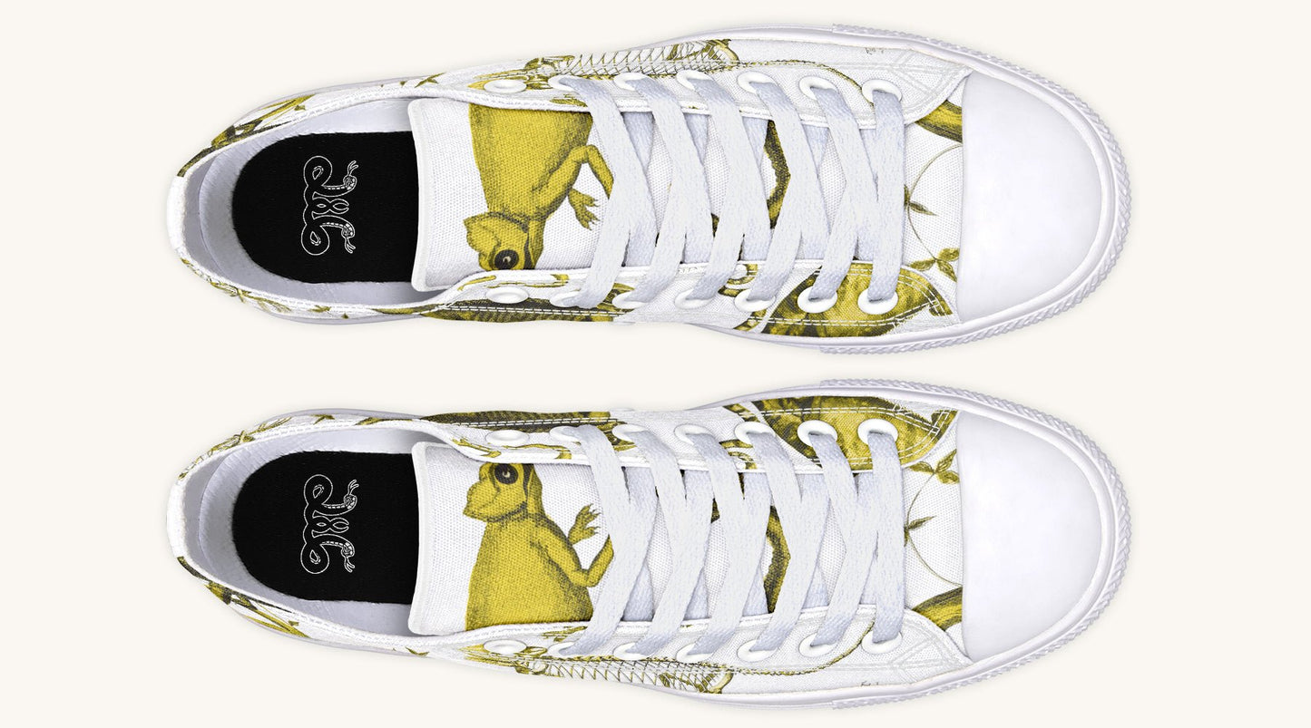 Reptilian in Bloom White Yellow Lowtops - Jaded Lament