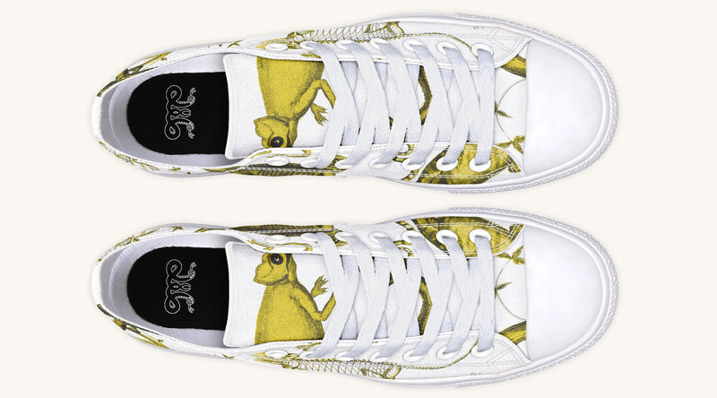 Reptilian in Bloom White Yellow Lowtops - Jaded Lament