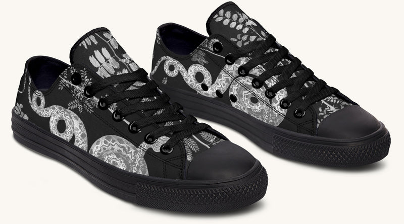 Serpent in Bloom Black And White Lowtops - Jaded Lament