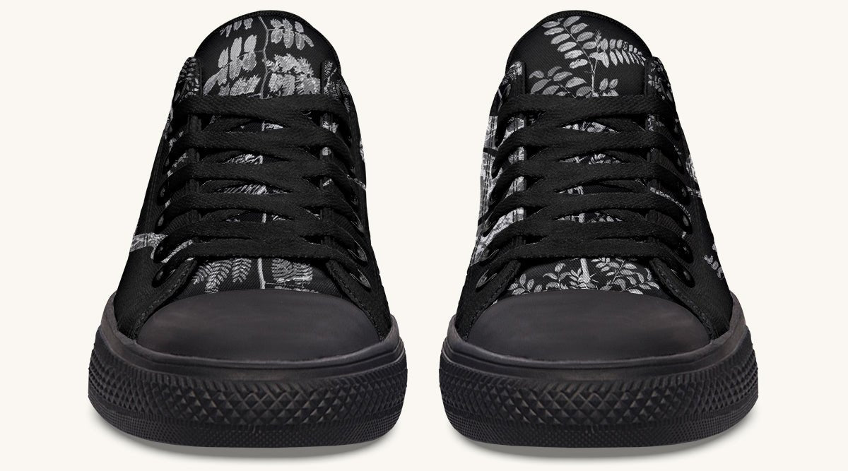 Serpent in Bloom Black And White Lowtops - Jaded Lament