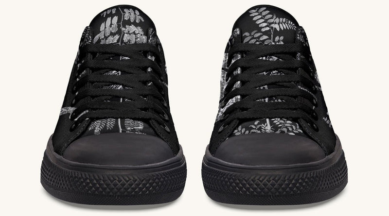 Serpent in Bloom Black And White Lowtops - Jaded Lament