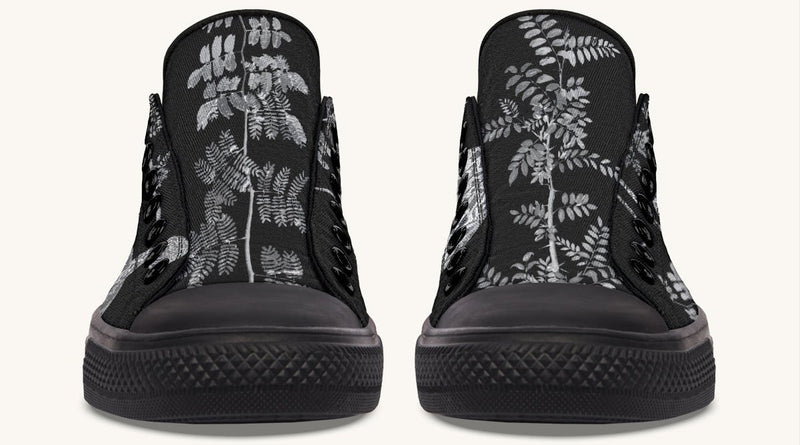 Serpent in Bloom Black And White Lowtops - Jaded Lament