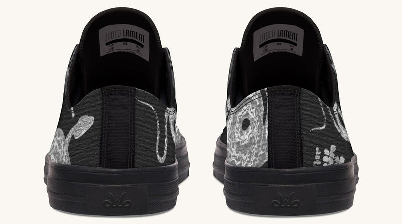 Serpent in Bloom Black And White Lowtops - Jaded Lament
