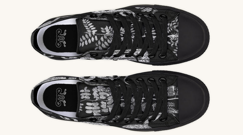 Serpent in Bloom Black And White Lowtops - Jaded Lament