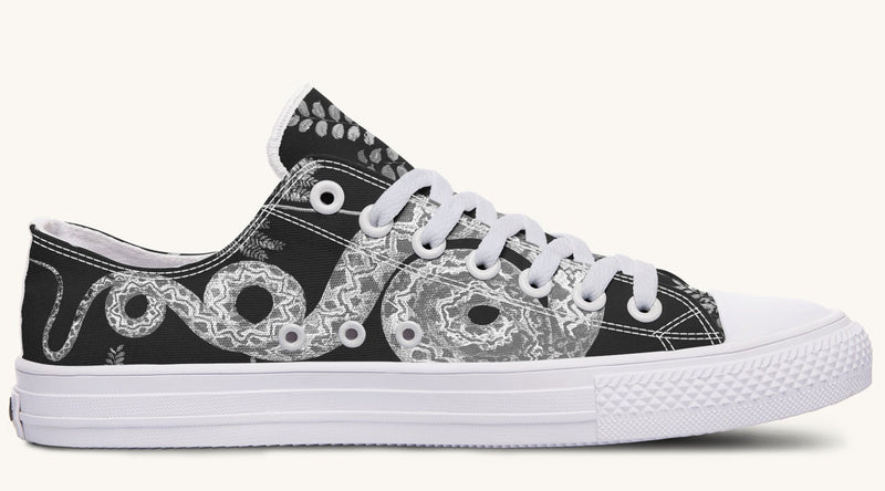 Serpent in Bloom Black And White Lowtops - Jaded Lament