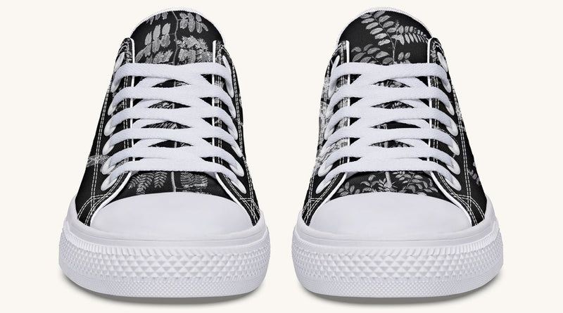 Serpent in Bloom Black And White Lowtops - Jaded Lament
