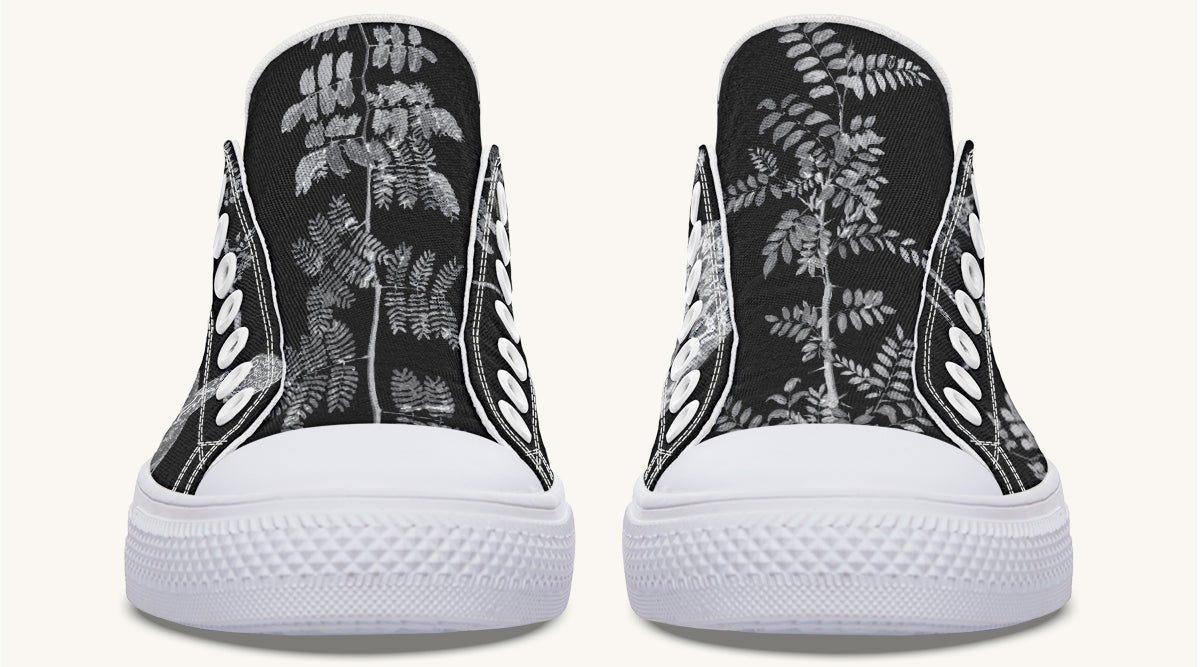 Serpent in Bloom Black And White Lowtops - Jaded Lament