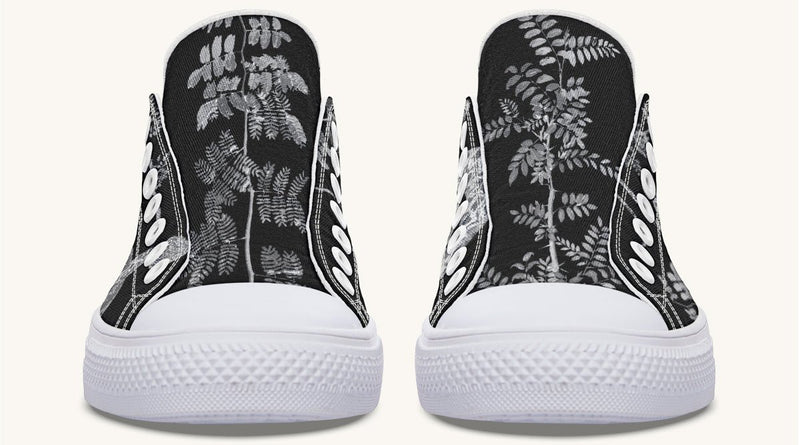Serpent in Bloom Black And White Lowtops - Jaded Lament