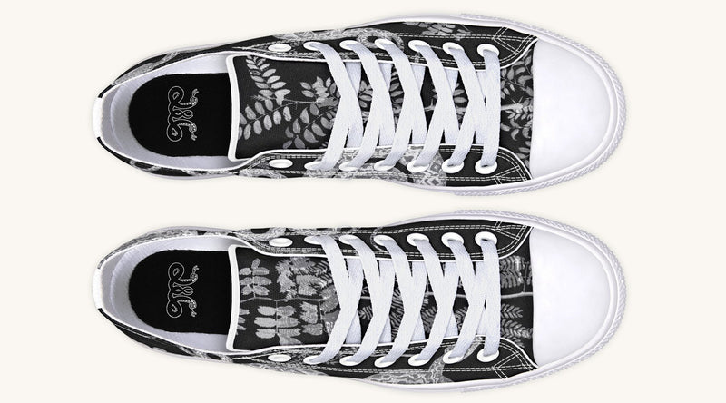Serpent in Bloom Black And White Lowtops - Jaded Lament
