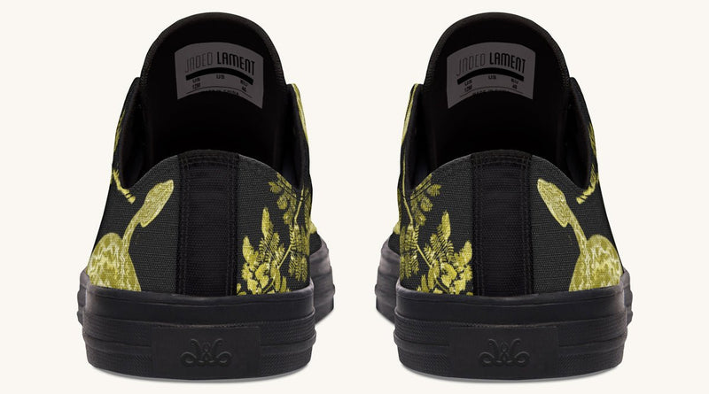 Serpent in Bloom Black Yellow Green Lowtops - Jaded Lament
