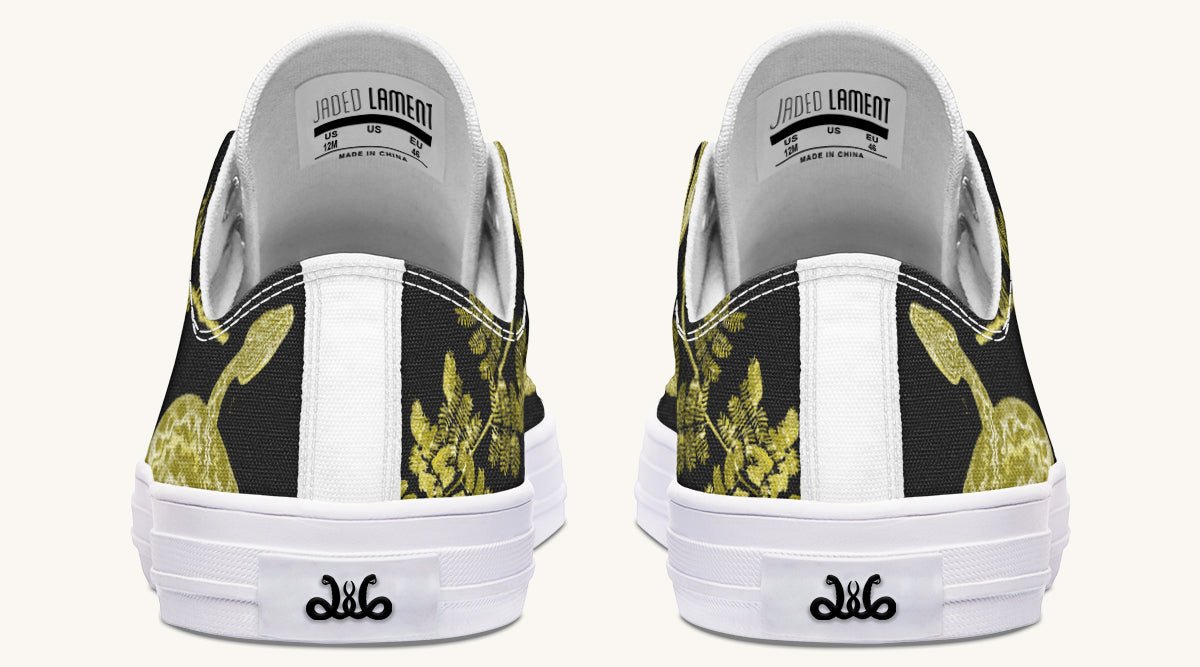 Serpent in Bloom Black Yellow Green Lowtops - Jaded Lament