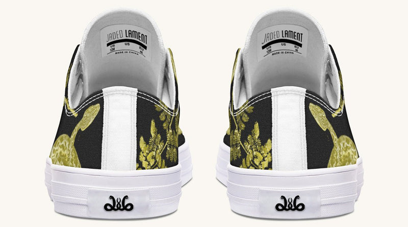 Serpent in Bloom Black Yellow Green Lowtops - Jaded Lament