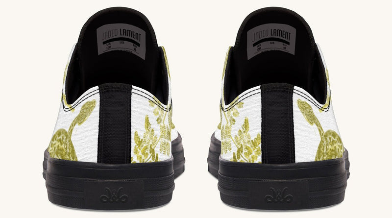 Serpent in Bloom White Yellow Green Lowtops - Jaded Lament