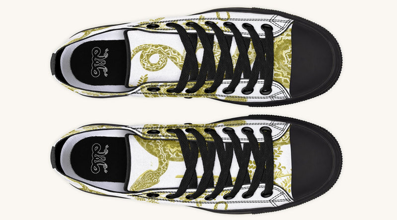 Serpent in Bloom White Yellow Green Lowtops - Jaded Lament