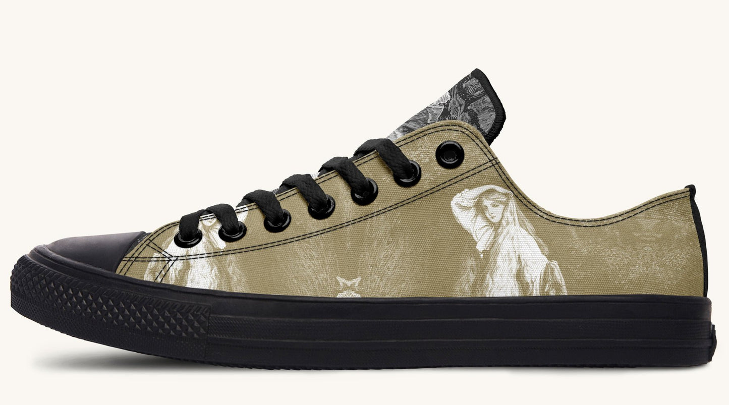 She Watched the Bones Sink Khaki Lowtops - Jaded Lament