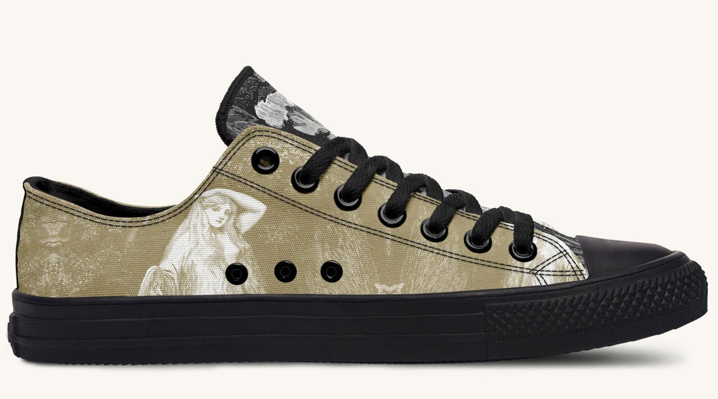 She Watched the Bones Sink Khaki Lowtops - Jaded Lament