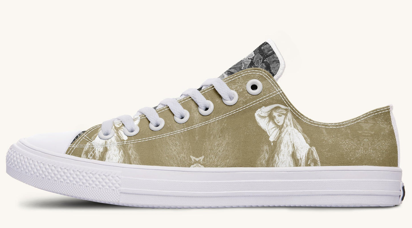 She Watched the Bones Sink Khaki Lowtops - Jaded Lament