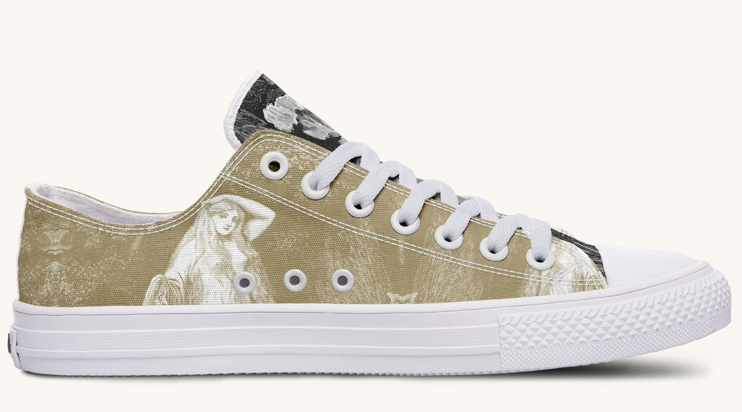 She Watched the Bones Sink Khaki Lowtops - Jaded Lament