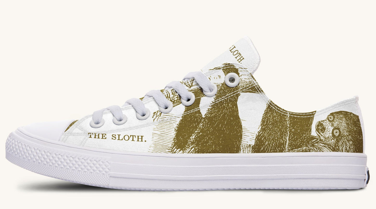 The Sloth Stays Brown White Lowtops - Jaded Lament