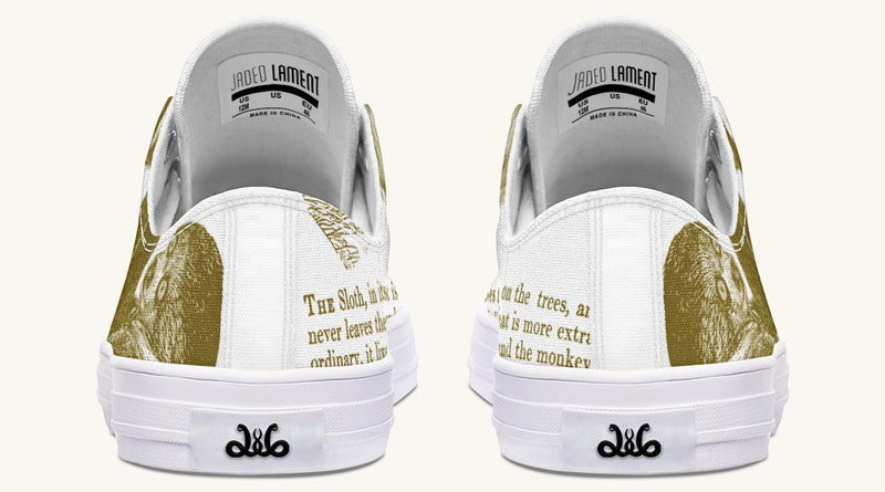 The Sloth Stays Brown White Lowtops - Jaded Lament