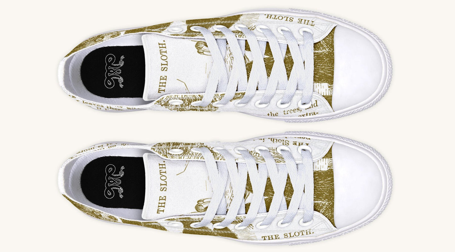 The Sloth Stays Brown White Lowtops - Jaded Lament