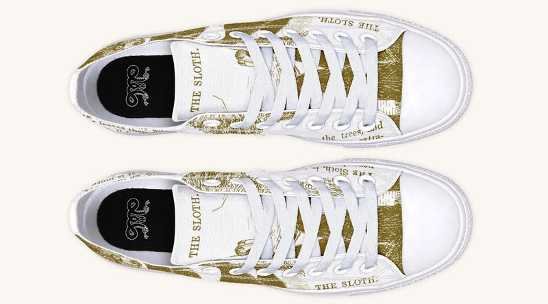 The Sloth Stays Brown White Lowtops - Jaded Lament