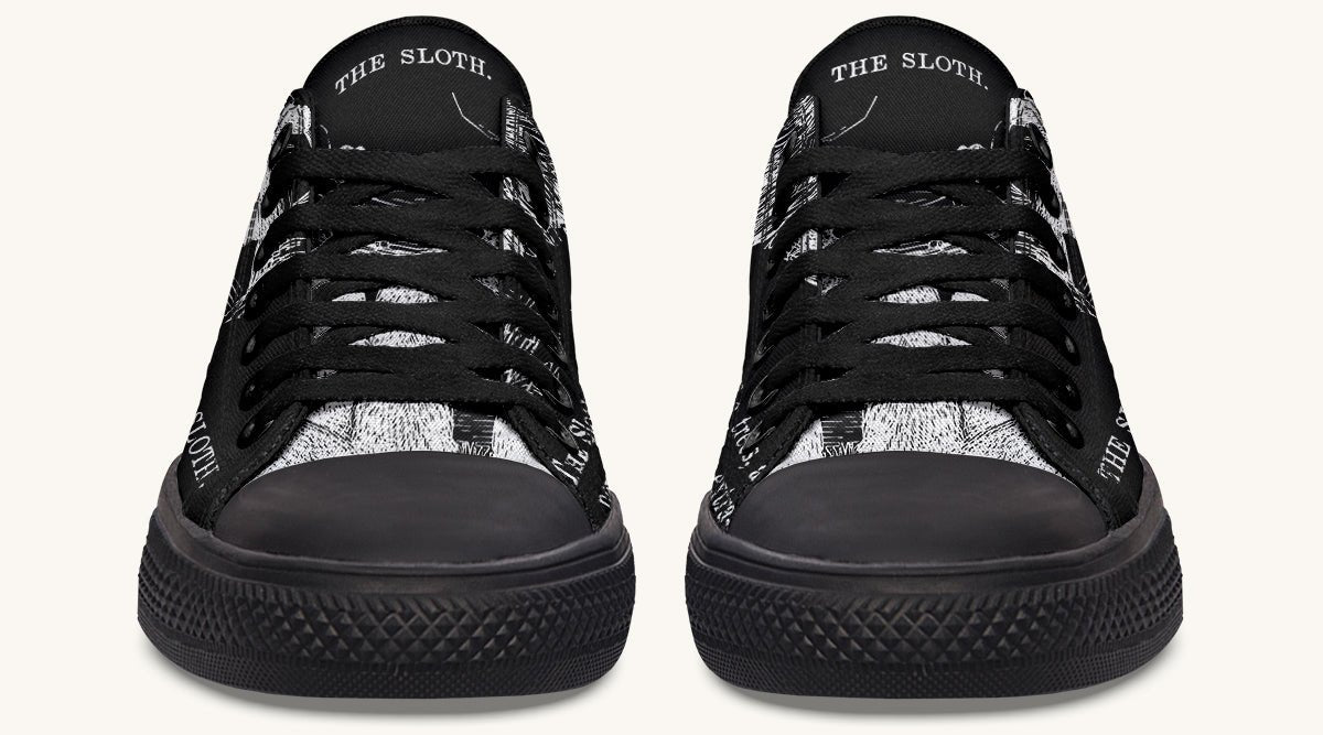 The Sloth Stays White Black Lowtops - Jaded Lament