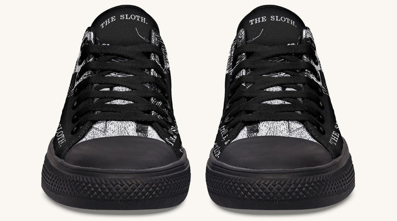 The Sloth Stays White Black Lowtops - Jaded Lament