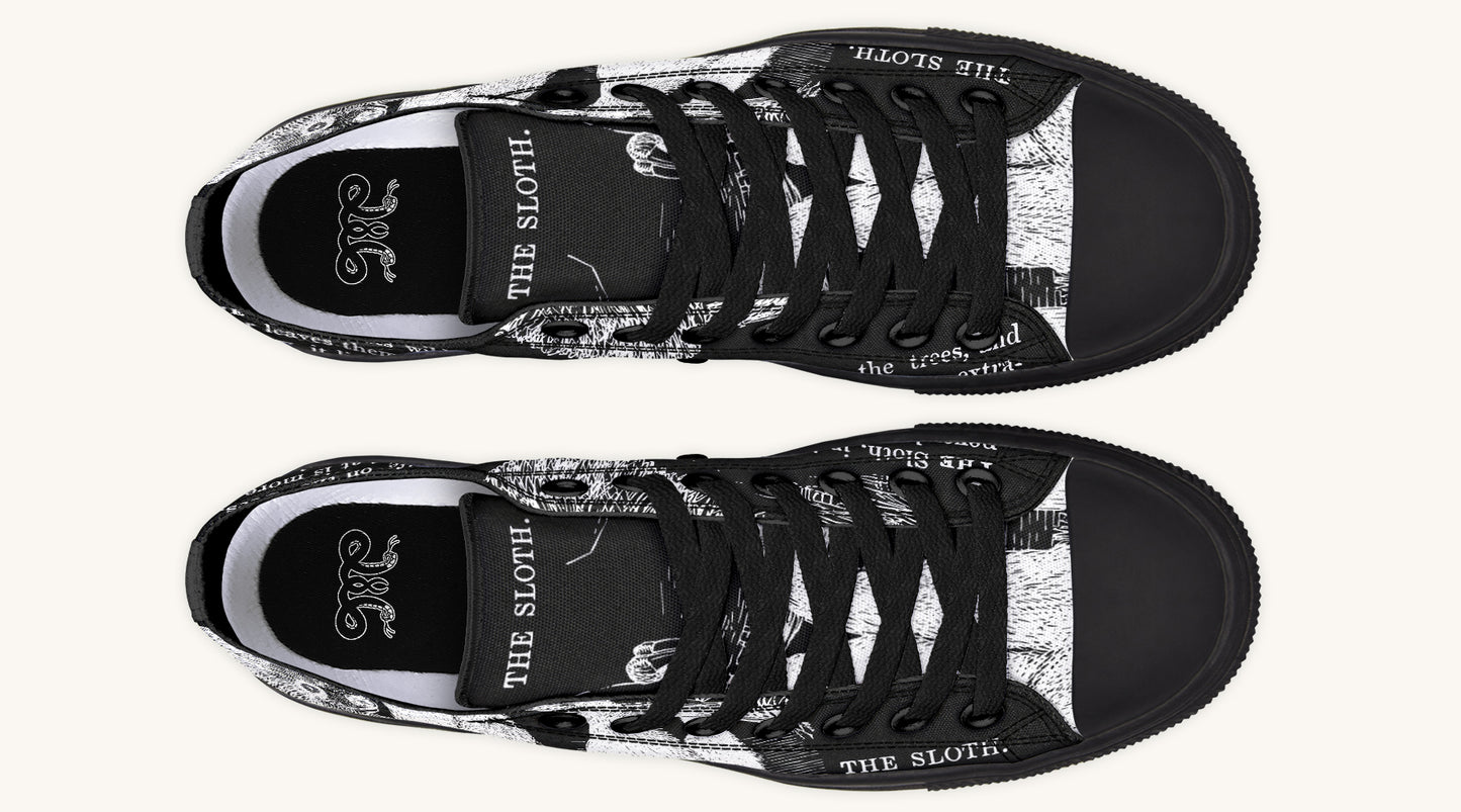 The Sloth Stays White Black Lowtops - Jaded Lament