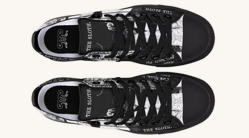 The Sloth Stays White Black Lowtops - Jaded Lament