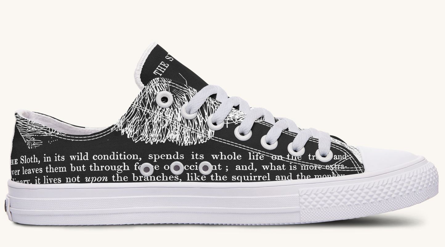 The Sloth Stays White Black Lowtops - Jaded Lament